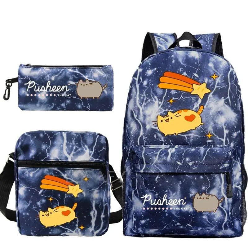 Kit Escolar Gato Pusheen - Mochila, Bolsa de Ombro e Estojo - CityBag