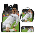 Kit Escolar Infantil 3 Peças do Cristiano Ronaldo: Mochila, Bolsa de Ombro e Estojo