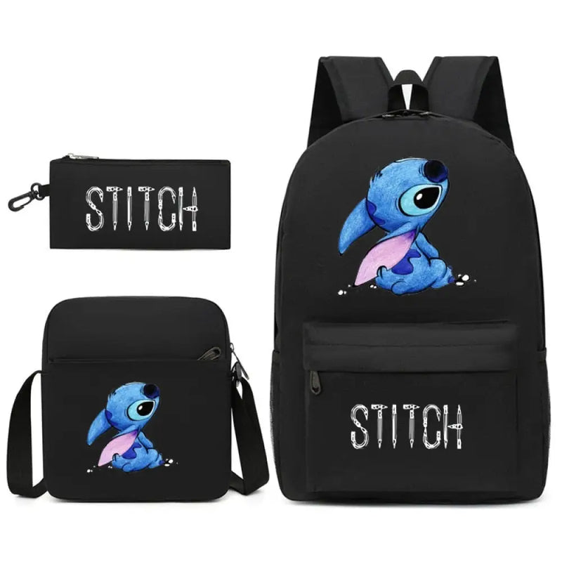 Kit Escolar Lilo & Stitch 3 em 1: Mochila, Bolsa de ombro e Estojo