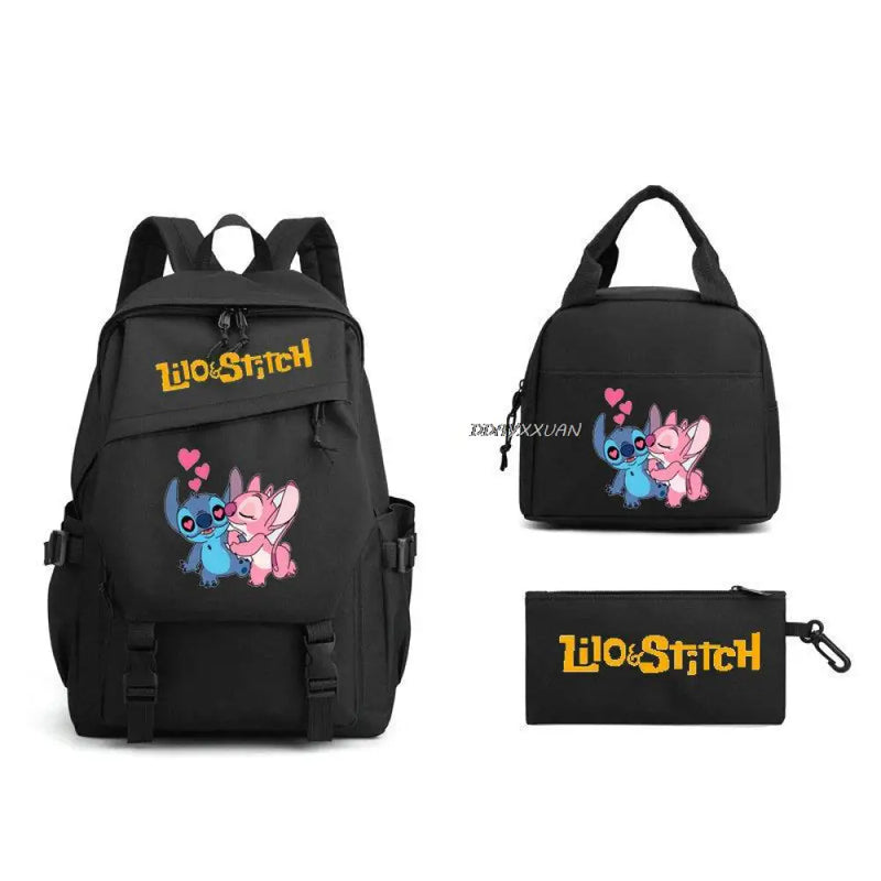 Kit Escolar Lilo & Stitch: Mochila, Lancheira e Estojo