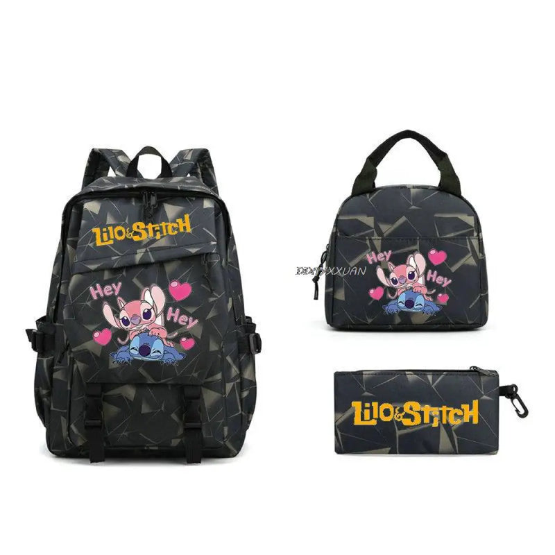 Kit Escolar Lilo & Stitch: Mochila, Lancheira e Estojo