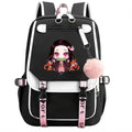 Mochila Escolar Feminina do Anime Demon Slayer Nezuko - Com Entrada de Fone de Ouvido e USB